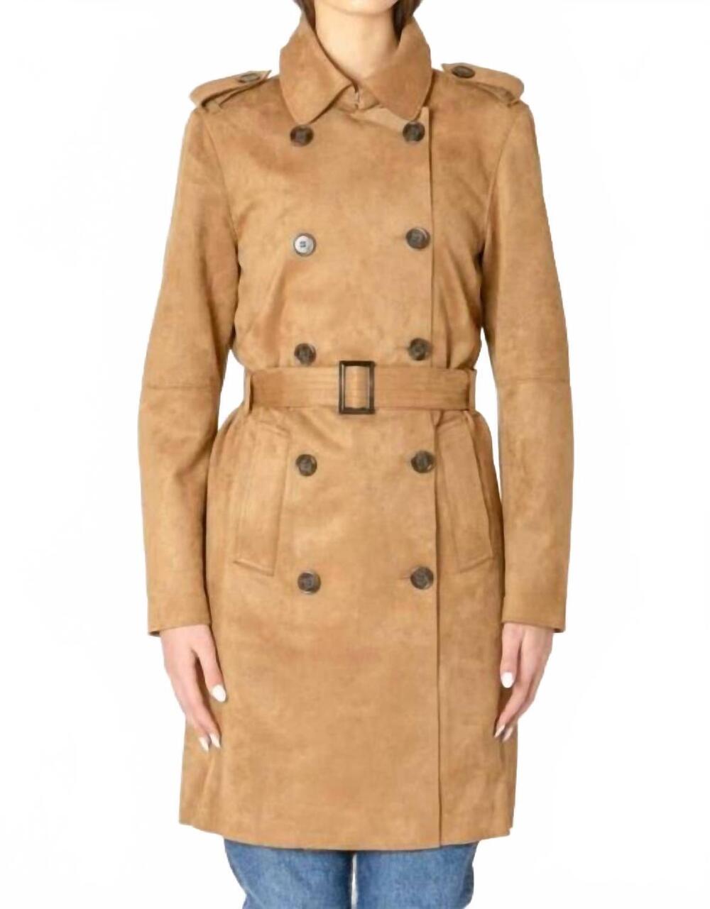 NEW BLACK TAPE faux suede trench coat in camel